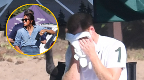 Princ Harry zakričal zaradi izgube v polu, medtem Meghan Markle z videzom, ki ga pri njej nismo vajeni